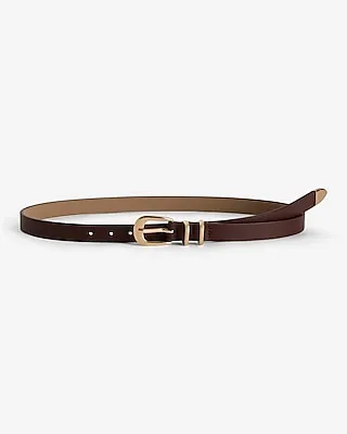 Leather Gold Tipped Buckle Belt Brown Women's M