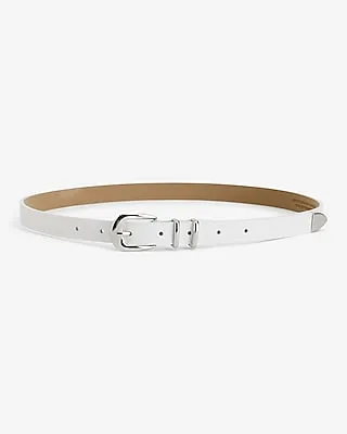 Leather Silver Tipped Buckle Belt White Women's M