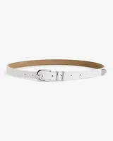 Leather Silver Tipped Buckle Belt White Women's XL