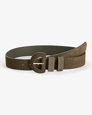 Suede Covered Buckle Belt Green Women's