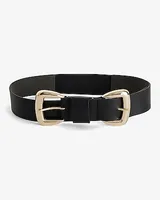 Wide Double Buckle Belt Black Women's S