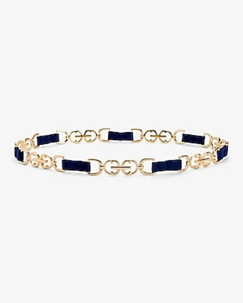 E Monogram Chain Linked Belt Blue Women's XS/S