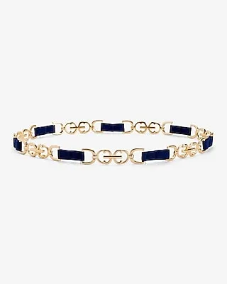 E Monogram Chain Linked Belt Blue Women's S/M
