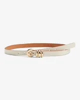 Genuine Leather Triple Ring Buckle Belt White Women's XS