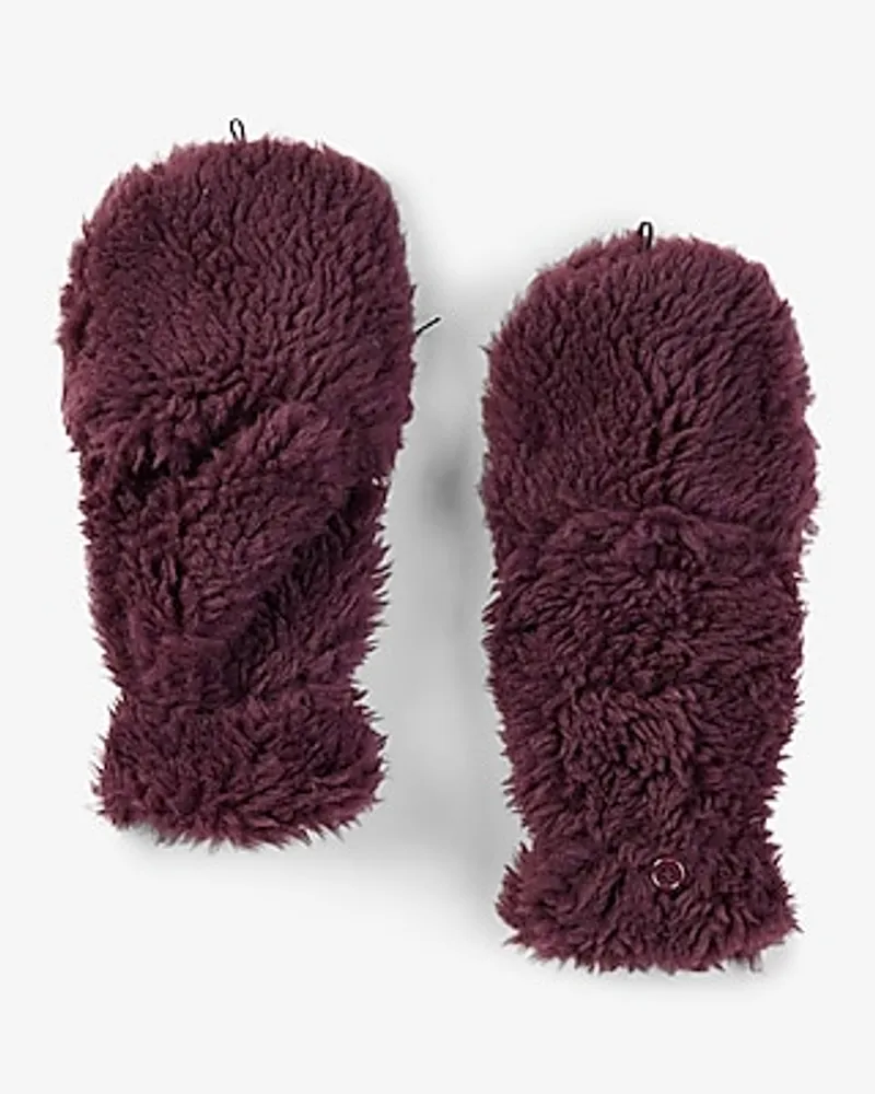 Convertible Teddy Mittens Women's Red