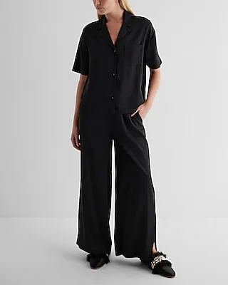 Satin Pajama Set Black Women's XS