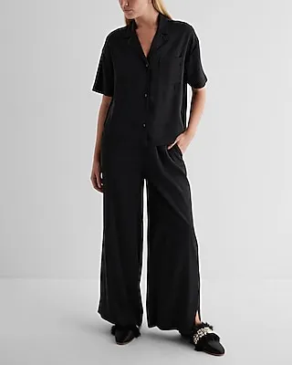 Satin Pajama Set Black Women's