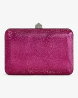 Rhinestone Stud Clasp Clutch Women's Pink