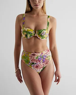 Printed Balconette Body Contour Swim Top Yellow Women's