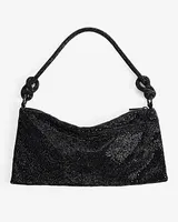 Rhinestone Knot Strap Slouch Bag Women's Black