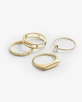 4 Piece Mixed Rhinestone Ring Set Gold Women's 8