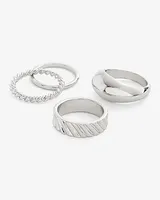 4 Piece Twist Ring Set Silver Women's 8