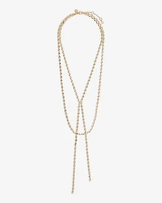 2 Row Linked Chain Y Necklace Women's Gold