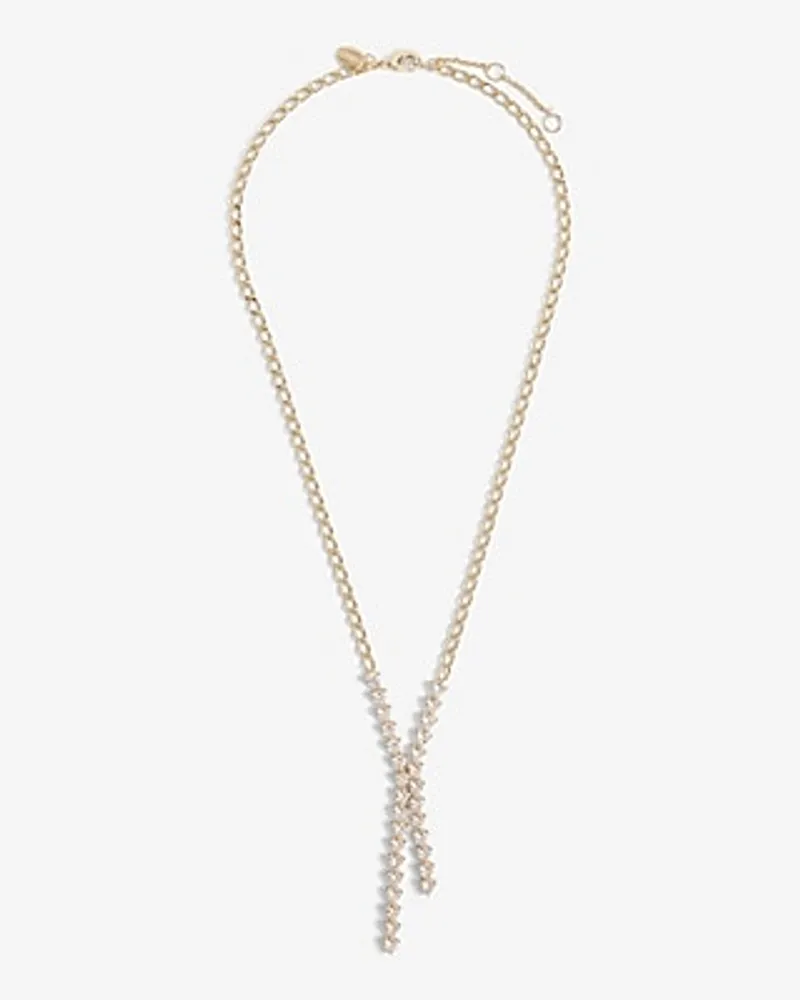 Rhinestone Embellished Asymmetrical Y Necklace