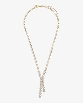 Rhinestone Embellished Asymmetrical Y Necklace Women's Gold