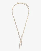 Rhinestone Embellished Asymmetrical Y Necklace Women's Gold