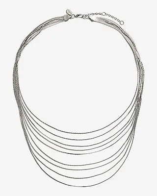 Dainty Multi Layered Chain Necklace Women's Silver