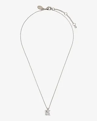 Rhinestone Sqaure Pendant Necklace Women's Silver