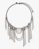 Draped Fringe Chain Necklace Women's Gray