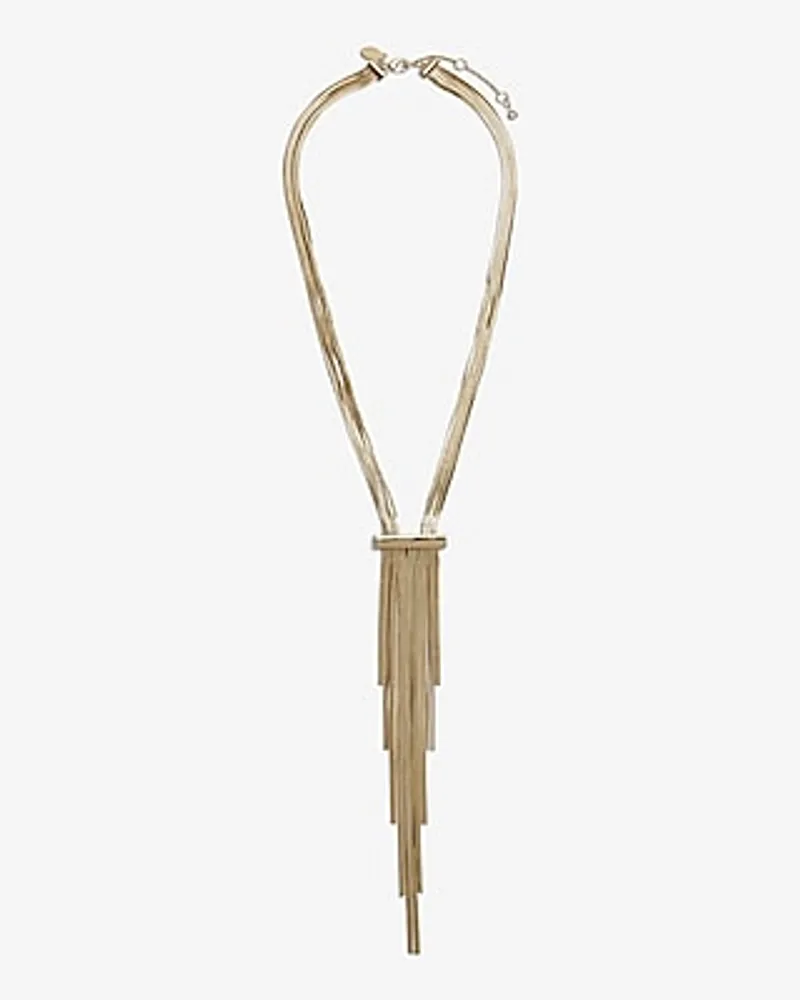 Layered Fringe Y Necklace Women's Gold