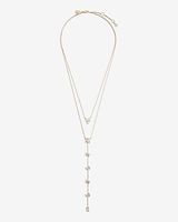 2 Row Crystal Baguette Y Necklace Women's Gold