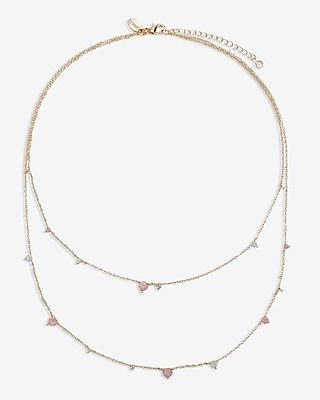 2 Row Pastel Stone Necklace Women's Pink