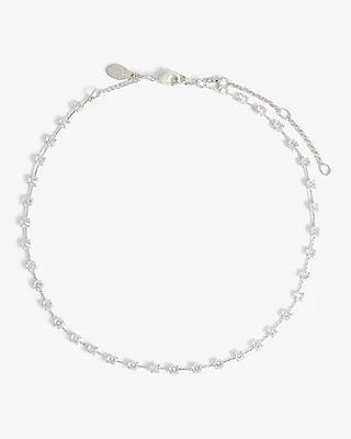 Silver Rhinestone Chain Necklace Women's Silver