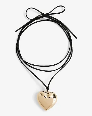 Heart Charm Wrap Choker Necklace Women's Gold