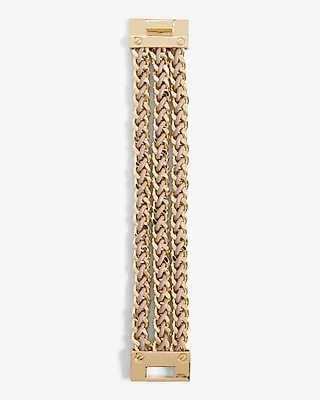 3 Row Leather Woven Chain Bracelet Women's Neutral
