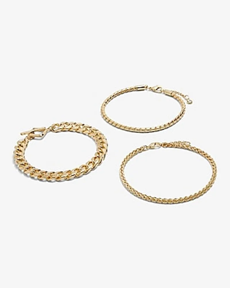 Set Of 3 Mixed Chain Bracelets Women's Gold