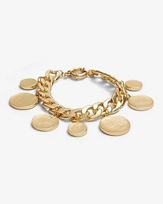 Coin Charm Chain Bracelet Women's Gold