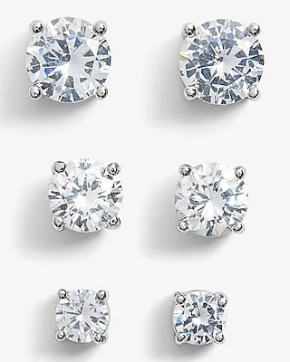 Set Of 3 Rhinestone Stud Earrings