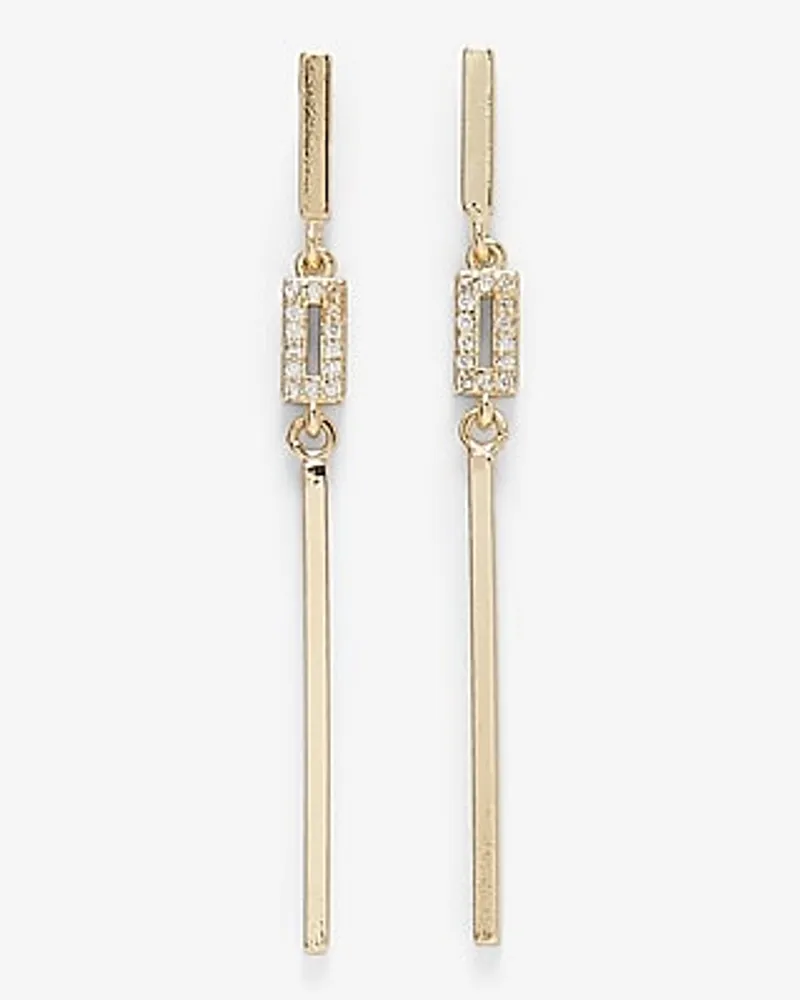 Linked Rhinestone Bar Drop Earrings