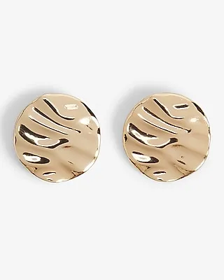 Hammered Button Stud Earrings Women's Gold