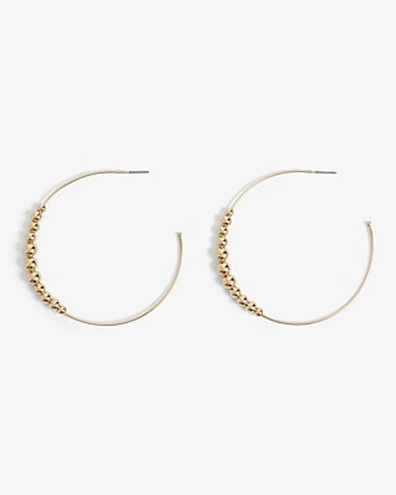 Gold Ball Post Back Hoop Earrings Women's Gold