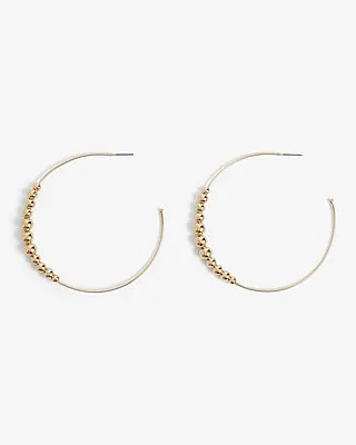 Gold Ball Post Back Hoop Earrings