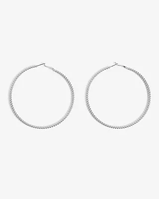 Textured Hoop Earrings Women's Silver