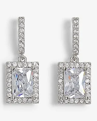 Rhinestone Charm Drop Earrings Women's Silver