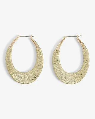 Metallic Wrapped Oval Hoop Earrings Women's Gold