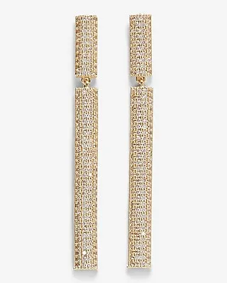 Rhinestone Bar Linear Drop Earrings Women's Gold