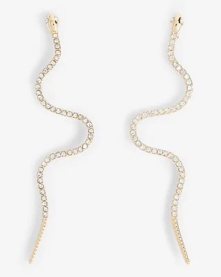 Rhinestone Snakeskin Drop Earrings Women's Gold