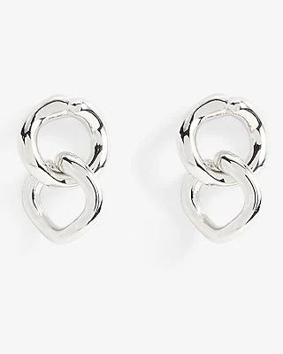 Small Organic Link Drop Earrings Women's Silver