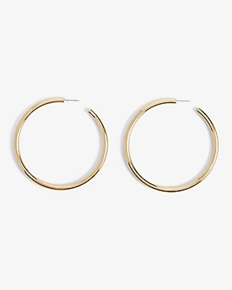 Large Tube Hoop Earrings Women's Gold