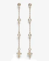 Rhinestone Cross Charm Drop Earrings Women's Gold