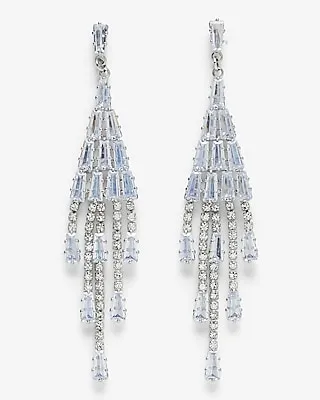 Rhinestone Tiered Drop Earrings Women's Silver