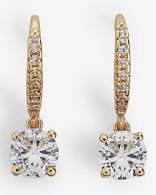 Rhinestone Embellished Charm Huggie Earrings Women's Gold