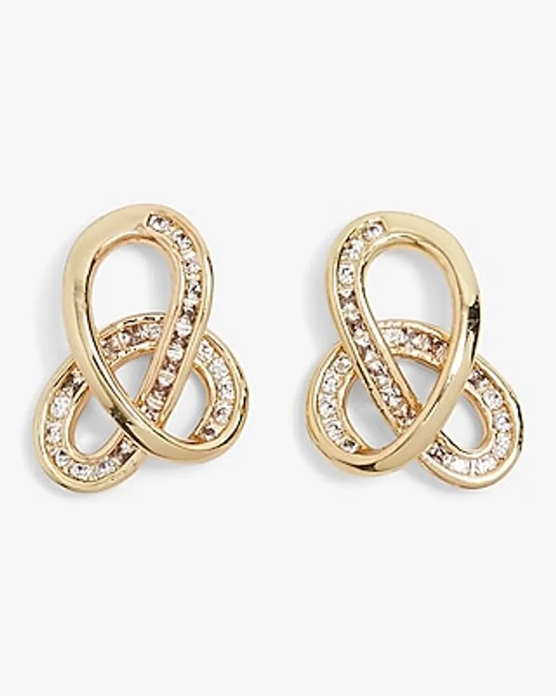 Rhinestone Open Knot Stud Earrings