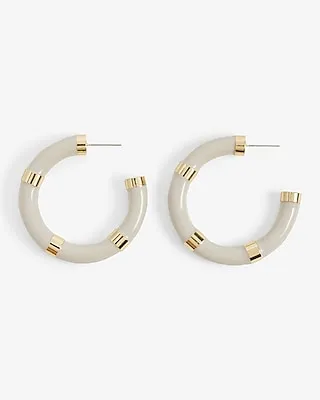 Gold Striped Hoop Earrings Women's Neutral