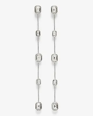 Rhinestone Linear Drop Earrings Women's Silver