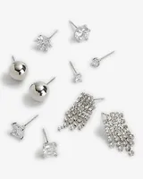 Set Of 5 Mixed Rhinestone Stud Earrings